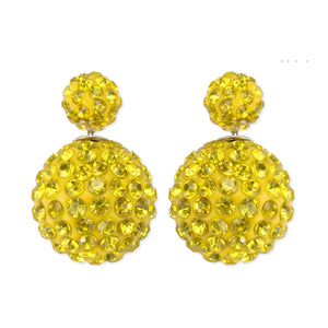 Green Front & Back Stone Ball Studded Earrings