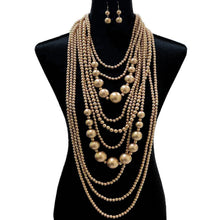 Load image into Gallery viewer, Multi -Layer Drapey Pearl Necklace And Bracelet Set
